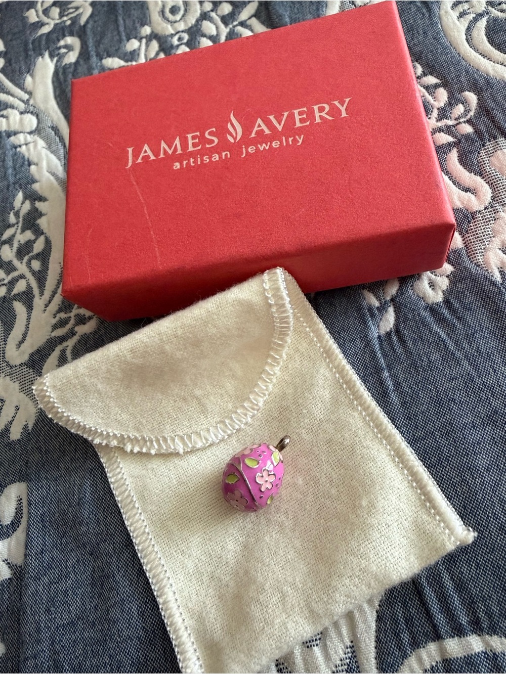 James Avery retired pink enamel Easter egg charm